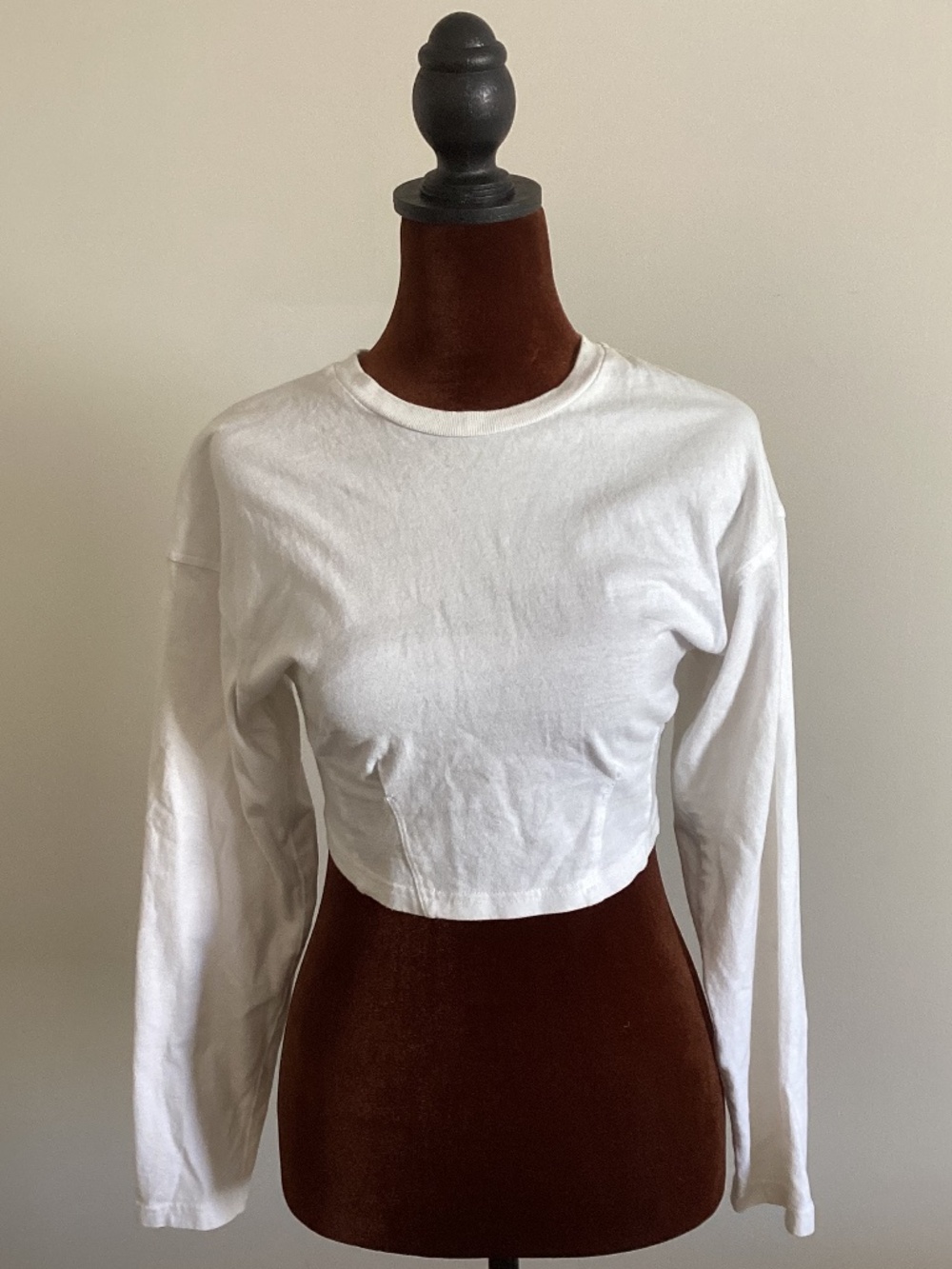 Long sleeve crop tee with corset detail bottom